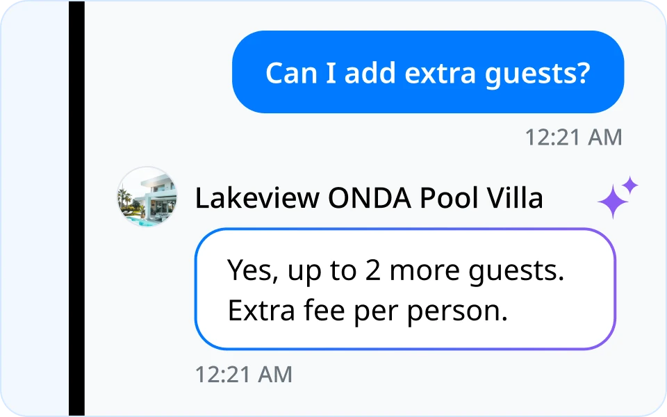 An AI messenger that answers
guest inquiries for you
