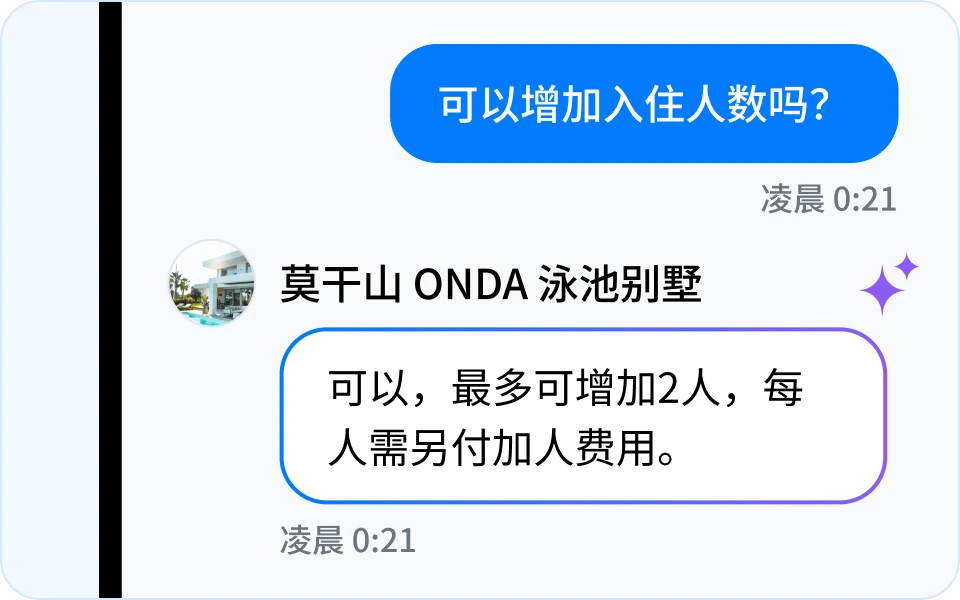 替您接待客人咨询的
AI 消息助手