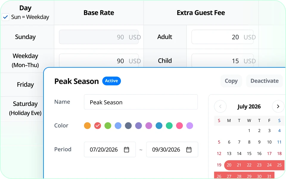 Easy rate settings built for
small and mid-size properties