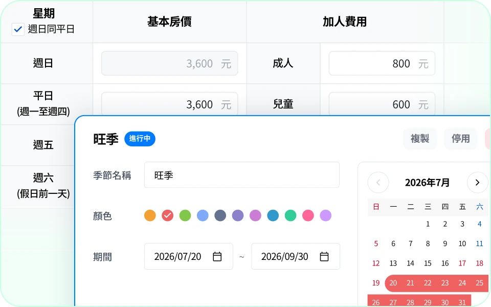 為中小型旅宿量身打造的
輕鬆房價設定